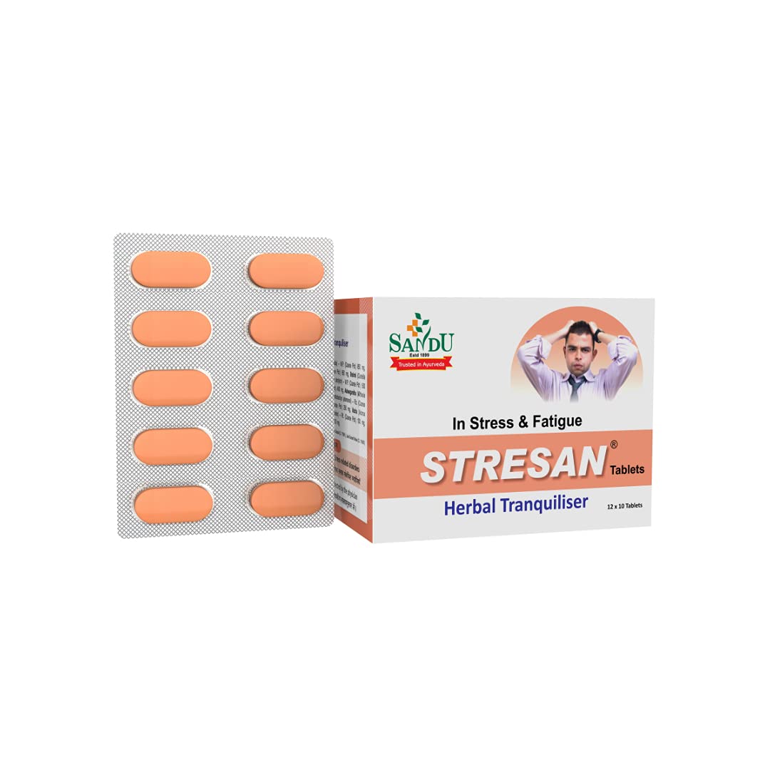 Sandu Stresan � | Ayurvedic Medicine For Relief From Anxiety & Stress Reliever | 120 Tabs (12 x 10 Tabs)