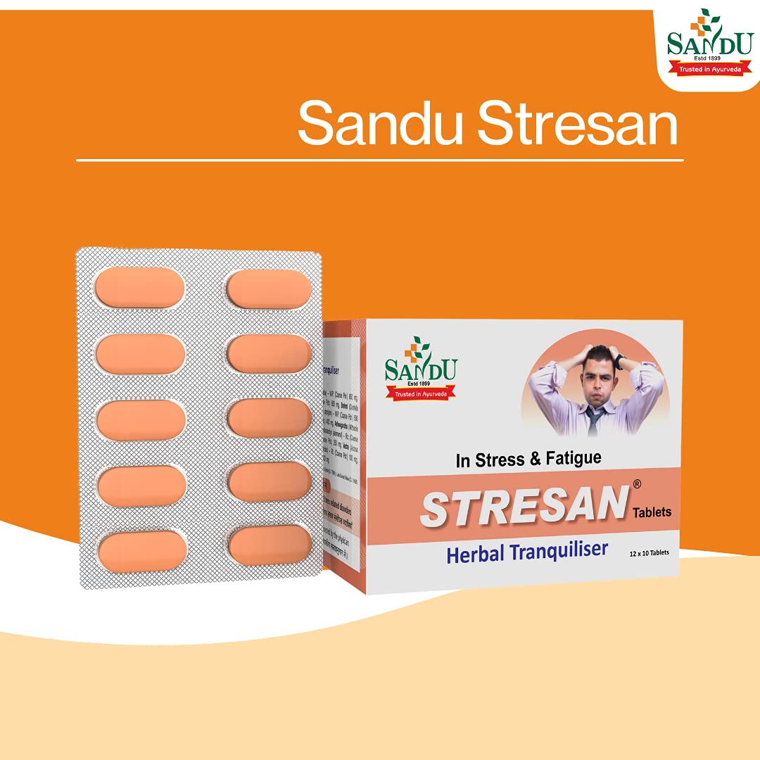 Sandu Stresan � | Ayurvedic Medicine For Relief From Anxiety & Stress Reliever | 120 Tabs (12 x 10 Tabs)