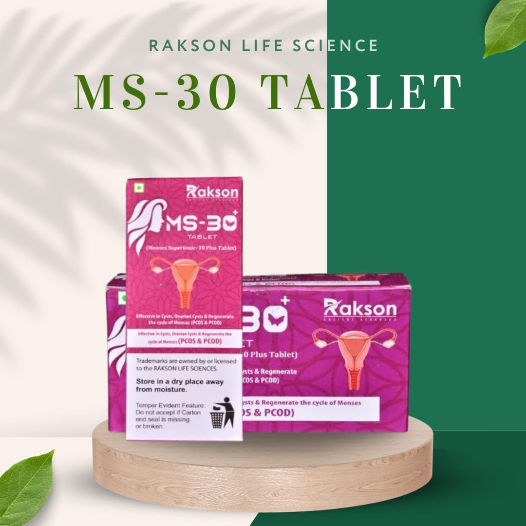 Rakson Life SCIENCES MS-30 KIT - Comprehensive PCOS/PCOD Solution, 30 Herbs Tablets & Decotion for Female Health