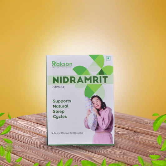 Rakson Life Sciences Nidramrit, 60 Capsules - Ayurvedic Sleep Management for Anxiety Relief, Plant-based, Ingredients: Sarpagandha, Brahmi, Jatamansi, Shankhpushpi, Ashwagandha, Tagar, Vacha