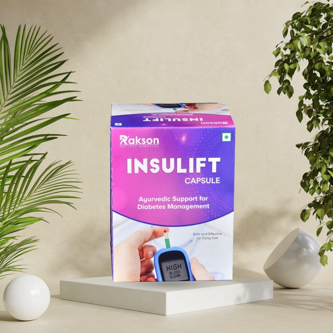 Rakson Life SCIENCES Insulift Capsule, 60 Count - Herbal Supplement for Blood Sugar Balance with Natural Ingredients: Gurmar, Jamun, Neem, Haldi, Methi, Karela, Amla, Dalchini, Bael, Bitter Gourd, Ashwagandha