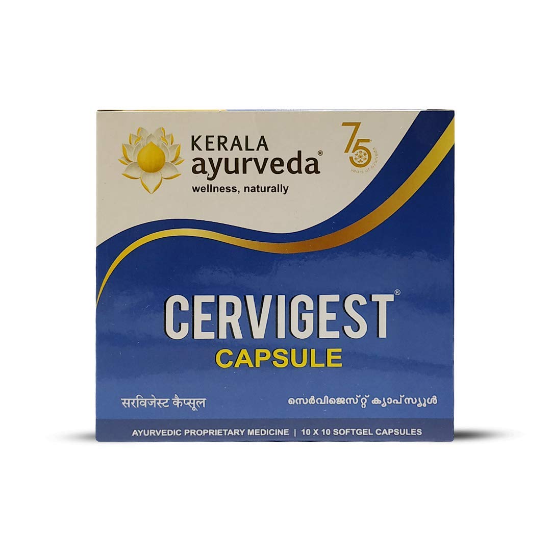 Kerala Ayurveda Cervigest Capsule- 100 Count | Helps with Neck, Shoulder, Lower Back & Arm Pain | Aids Relief from Muscular Spasms, Stiffness and Swelling | No Side Effects
