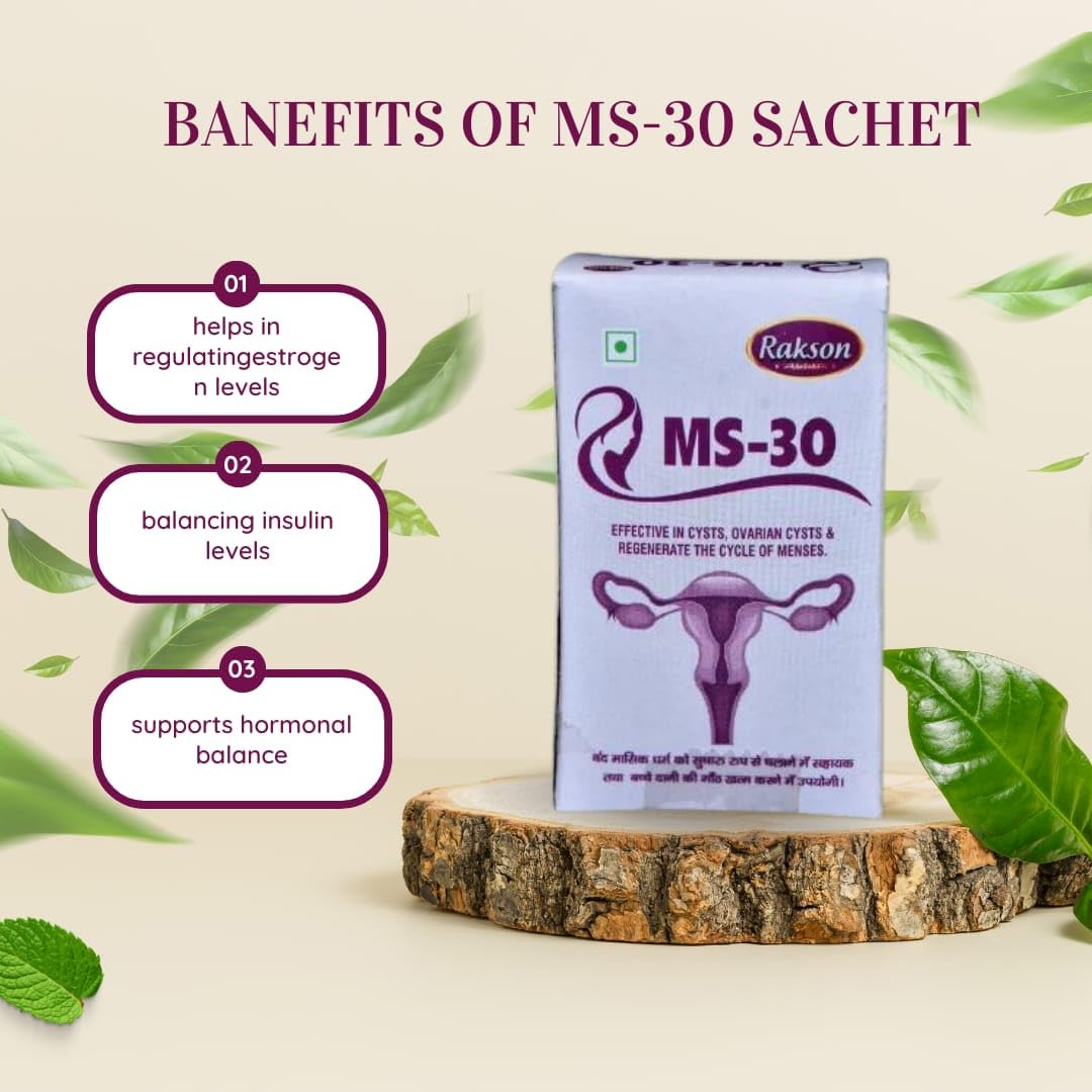 Rakson Life SCIENCES MS-30 KIT - Comprehensive PCOS/PCOD Solution, 30 Herbs Tablets & Decotion for Female Health